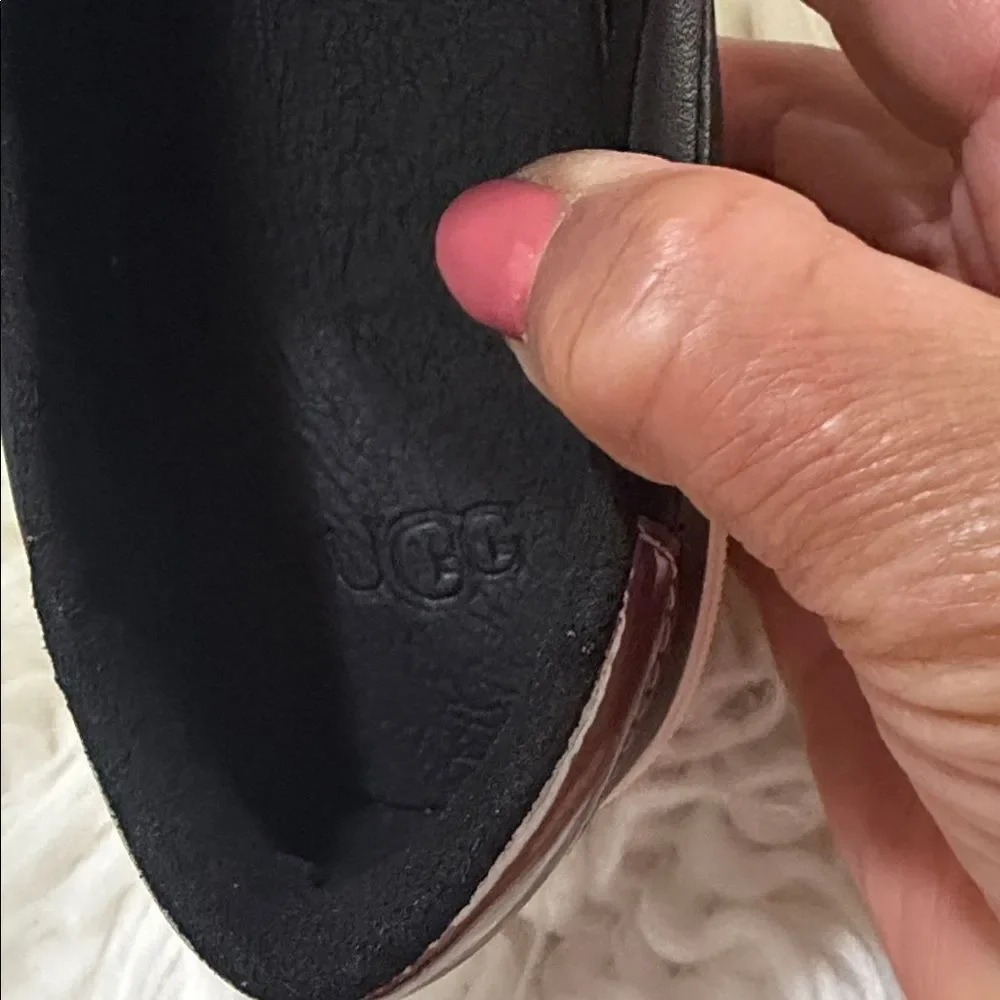 UGG Big Girl Black Leather Flats Size 5